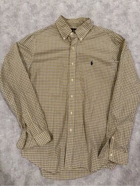 Ralph Lauren Yellow and Navy Plaid Button-Down Shirt